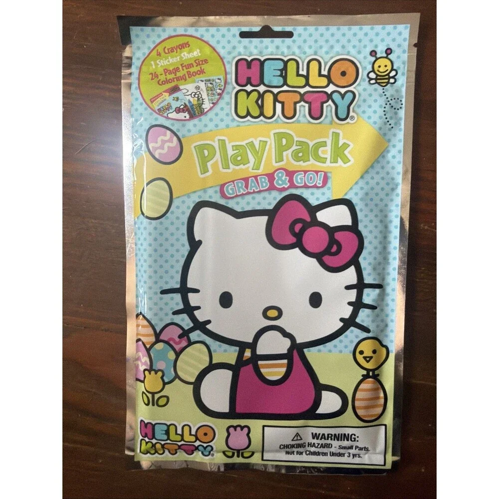 3 Hello Kitty Play Pack Grab & Go 24 Page Coloring Book Stickers Spring Lot